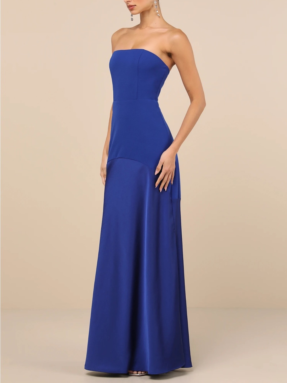 Lulu's Cobalt Strapless Evening Gown